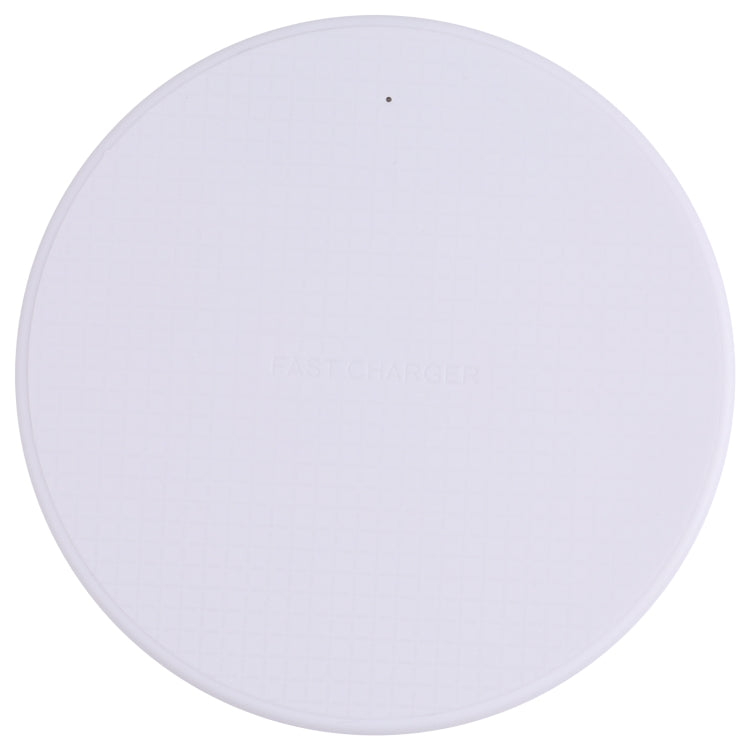 10W QI Plaid Pattern Round Plastic Wireless Charger (White)