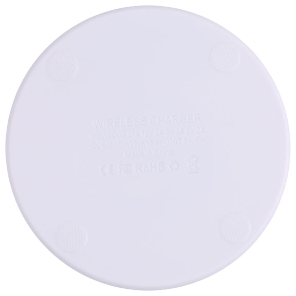 10W QI Plaid Pattern Round Plastic Wireless Charger (White)