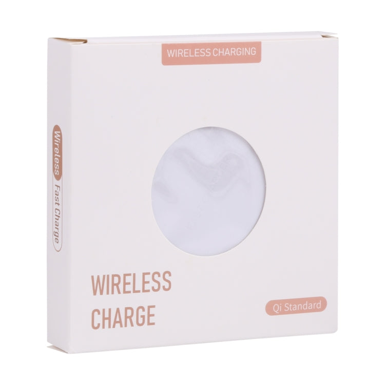 10W QI Plaid Pattern Round Plastic Wireless Charger (White)