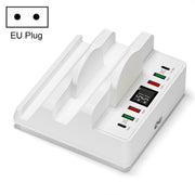 F6 Multifunctional Dual Wireless Charger with Phone Holder & Current Display, EU Plug