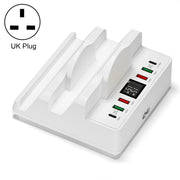 F6 Multifunctional Dual Wireless Charger with Phone Holder & Current Display, UK Plug