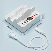 F6 Multifunctional Dual Wireless Charger with Phone Holder & Current Display, EU Plug