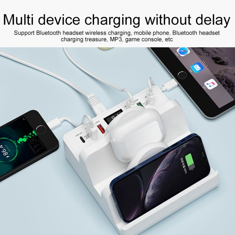 F6 Multifunctional Dual Wireless Charger with Phone Holder & Current Display, UK Plug - Multifunction Charger by PMC TechLife | Online Shopping South Africa | PMC TechLife | Buy Now Pay Later Mobicred
