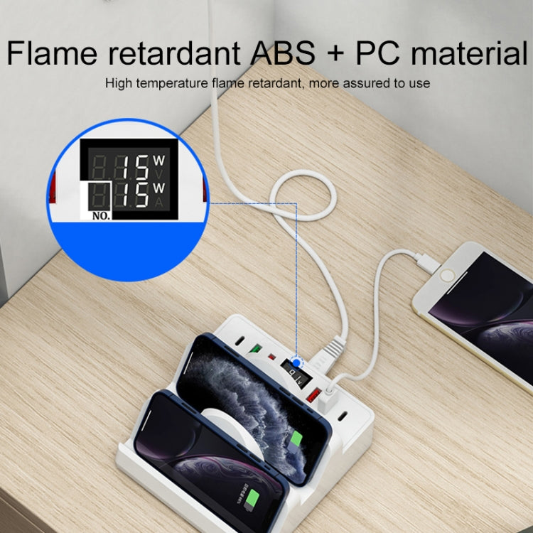F6 Multifunctional Dual Wireless Charger with Phone Holder & Current Display, EU Plug
