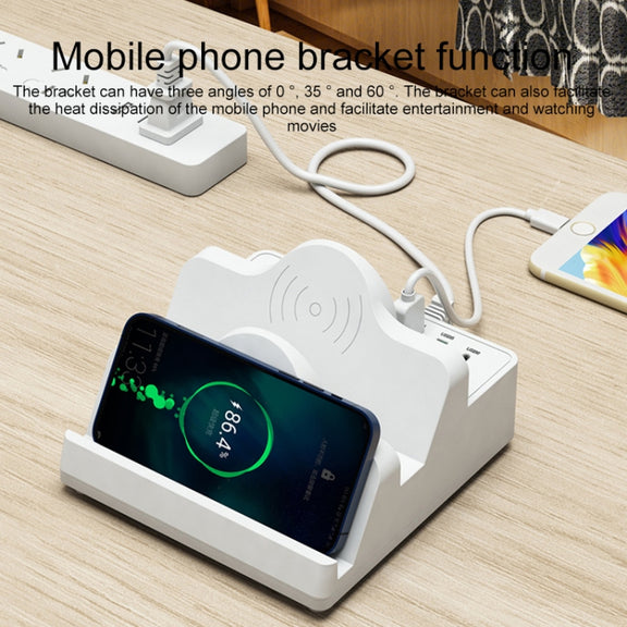F6 Multifunctional Dual Wireless Charger with Phone Holder & Current Display, UK Plug