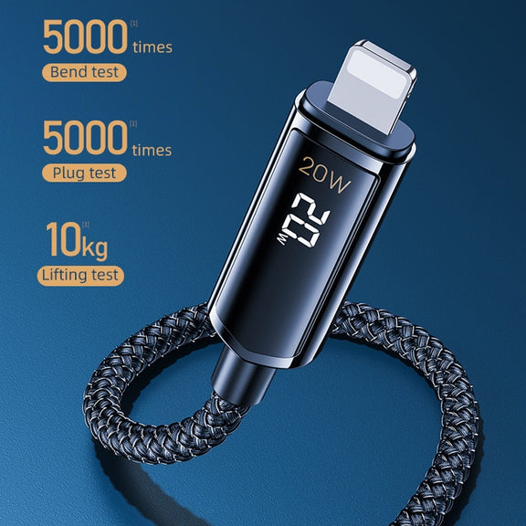 REMAX RC-128i 20W Type-C / USB-C to 8 Pin Intelligent Digital Display Zinc Alloy Braided Charging Data Cable, Length: 1.2m(Tarnish)