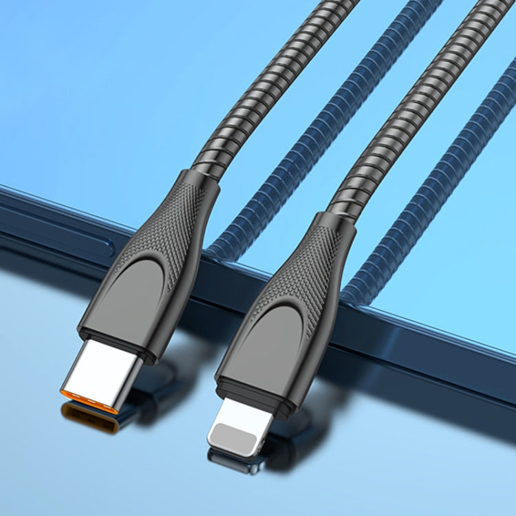 ADC-009 USB-C / Type-C to 8 Pin Zinc Alloy Hose Fast Charging Data Cable, Cable Length: 1m (Gun Metal) - 2 in 1 Cable by PMC TechLife | Online Shopping South Africa | PMC TechLife