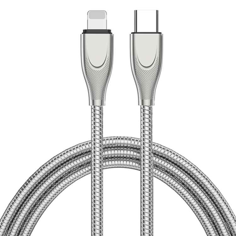 ADC-009 USB-C / Type-C to 8 Pin Zinc Alloy Hose Fast Charging Data Cable, Cable Length: 1m (Silver) - 2 in 1 Cable by PMC TechLife | Online Shopping South Africa | PMC TechLife