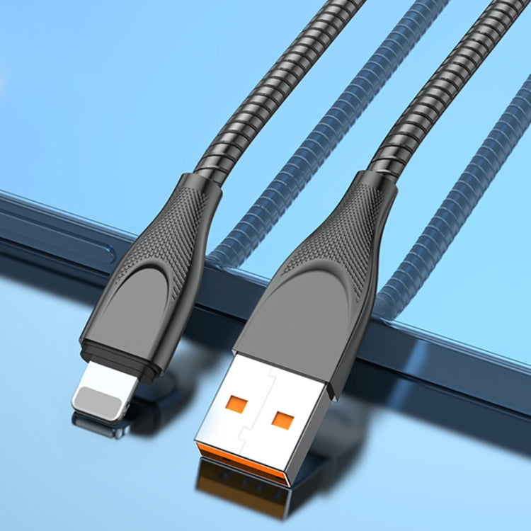 ADC-009 USB to 8 Pin Zinc Alloy Hose Fast Charging Data Cable, Cable Length: 1m (Gun Metal) - Normal Style Cable by PMC TechLife | Online Shopping South Africa | PMC TechLife
