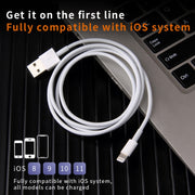 IVON CA19 2.4A USB to 8 Pin Fast Charge Data Cable for iPhone, iPad, Length: 1m