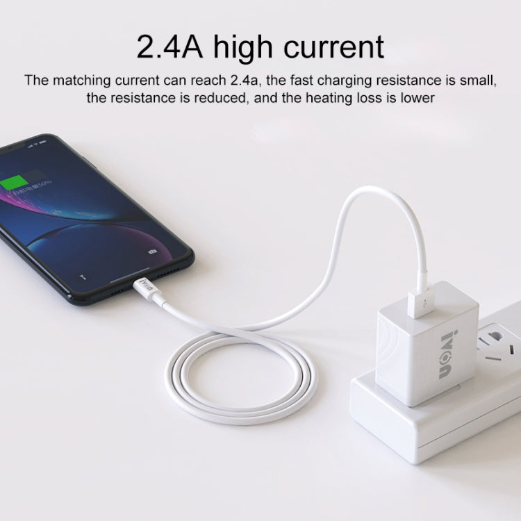 IVON CA70 8 Pin Fast Charging Data Cable, Length: 1m (White) - Normal Style Cable by IVON | Online Shopping South Africa | PMC TechLife