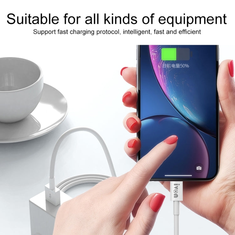 IVON CA70 8 Pin Fast Charging Data Cable, Length: 2m (White)