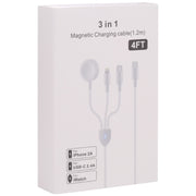 3 in 1 USB-C / Type-C to 8 Pin + USB-C / Type-C + Magnetic Watch Wireless Charger Data Cable, Cable Length: 1.2m