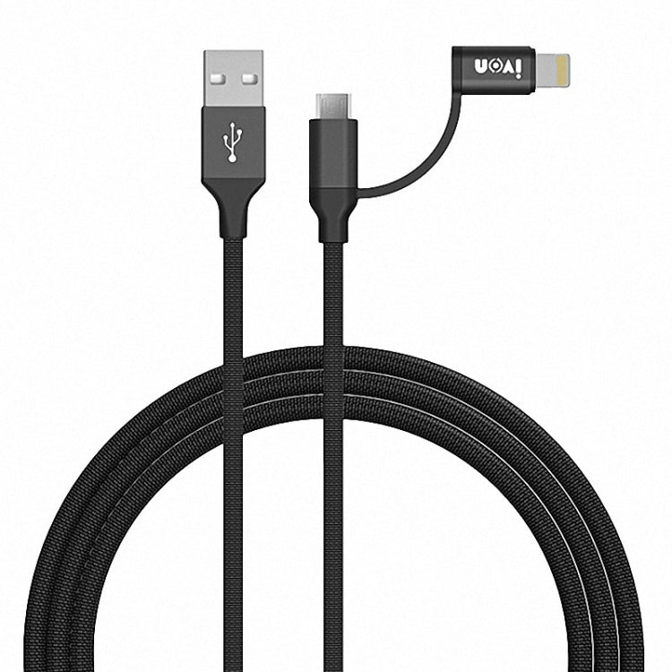 IVON CA51 2.4A USB to 8 Pin + Micro USB 2 in 1 Charging Sync Data Cable, Length: 1m(Black) - 2 in 1 Cable by IVON | Online Shopping South Africa | PMC TechLife