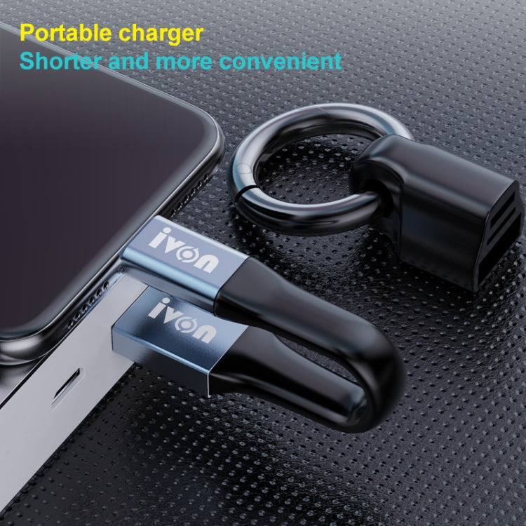 IVON CA90 2.4A USB to 8 Pin Portable Data Cable with Ring, Length: 14.5cm(Champagne Gold) - Normal Style Cable by IVON | Online Shopping South Africa | PMC TechLife