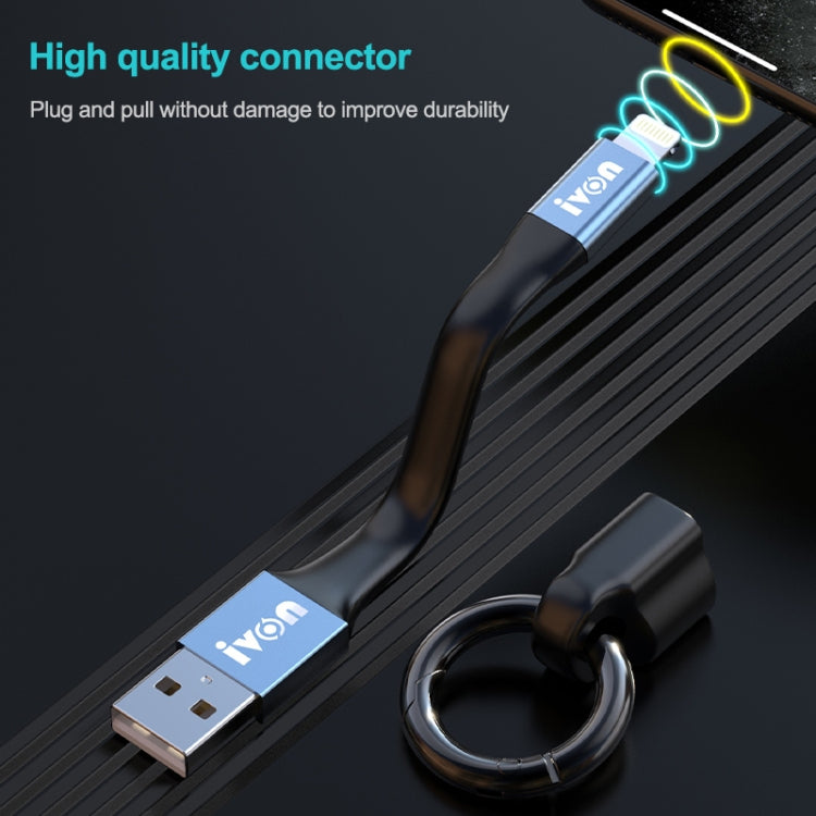 IVON CA90 2.4A USB to 8 Pin Portable Data Cable with Ring, Length: 14.5cm(Champagne Gold) - Normal Style Cable by IVON | Online Shopping South Africa | PMC TechLife
