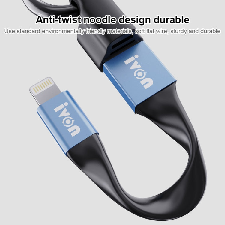 IVON CA90 2.4A USB to 8 Pin Portable Data Cable with Ring, Length: 14.5cm(Champagne Gold) - Normal Style Cable by IVON | Online Shopping South Africa | PMC TechLife