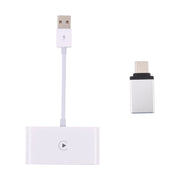 USB + USB-C / Type-C Wired to Wireless Carplay Adapter for iPhone(White)