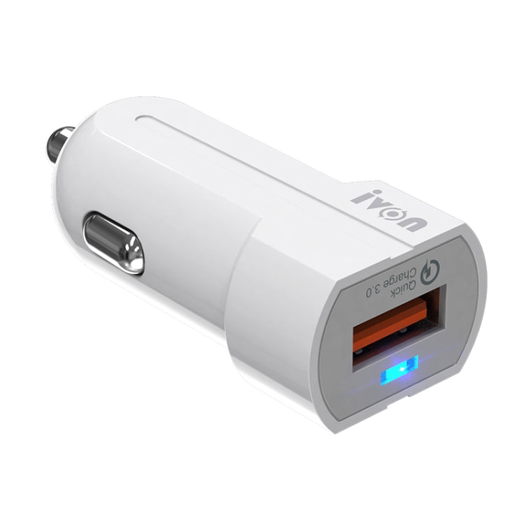 IVON CC13 QC 3.0 Fast Charging Car Charger (White) - Car Charger by IVON | Online Shopping South Africa | PMC TechLife