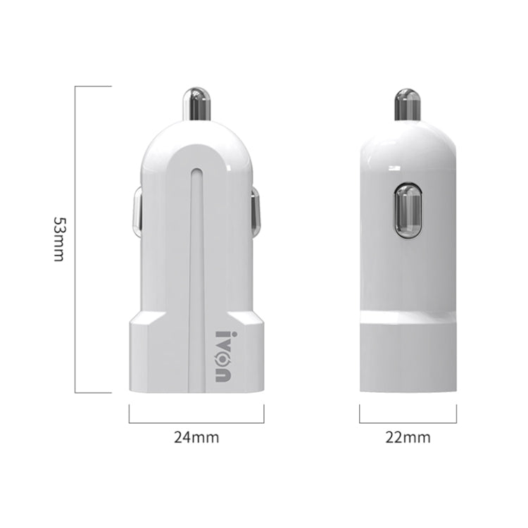 IVON CC13 QC 3.0 Fast Charging Car Charger Set with 8 Pin Charging Cable (White) - Car Charger by IVON | Online Shopping South Africa | PMC TechLife | Buy Now Pay Later Mobicred