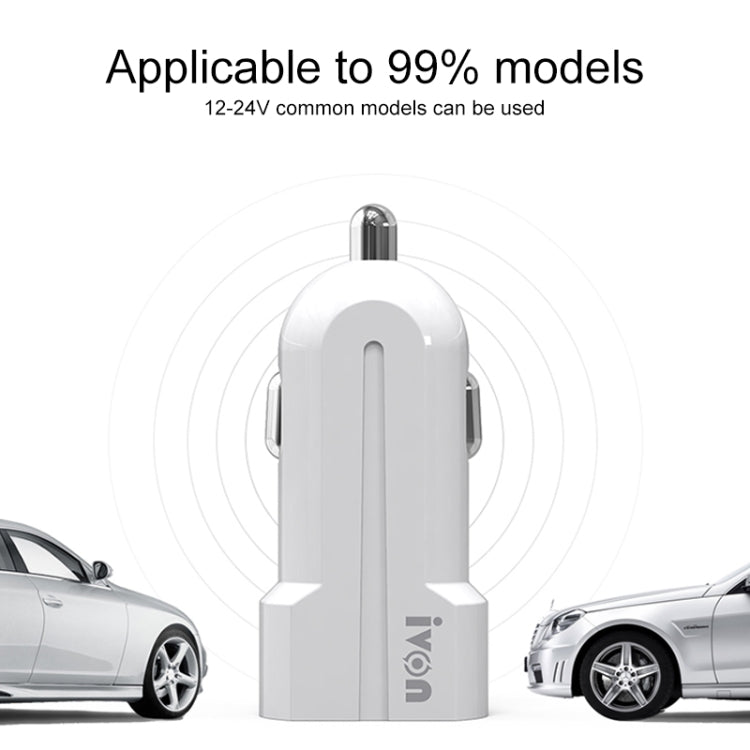 IVON CC13 QC 3.0 Fast Charging Car Charger Set with 8 Pin Charging Cable (White) - Car Charger by IVON | Online Shopping South Africa | PMC TechLife | Buy Now Pay Later Mobicred
