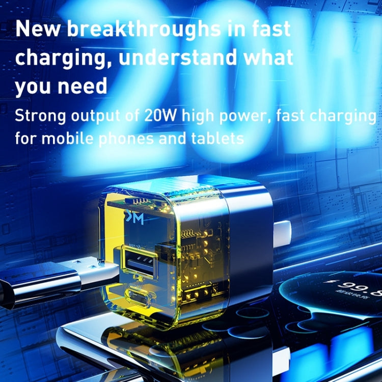 WK WP-U149 20W USB+USB-C/Type-C Dual Port Transparent Charger, Specifications: US Plug (Black) - USB Charger by WK | Online Shopping South Africa | PMC TechLife | Buy Now Pay Later Mobicred