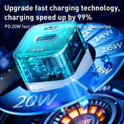 WK WP-U149 20W USB+USB-C/Type-C Dual Port Transparent Charger, Specifications: US Plug (White)