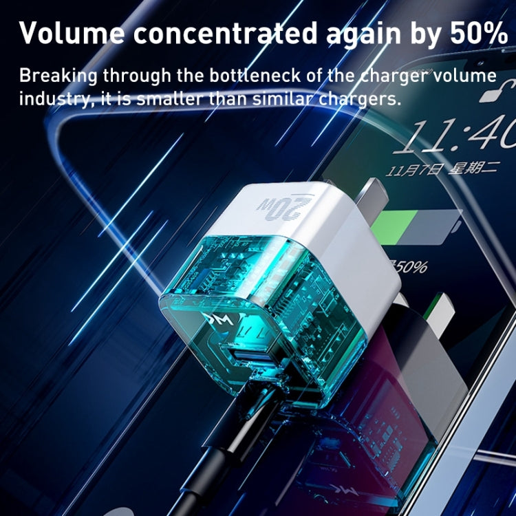 WK WP-U149 20W USB+USB-C/Type-C Dual Port Transparent Charger, Specifications: US Plug (White) - USB Charger by WK | Online Shopping South Africa | PMC TechLife | Buy Now Pay Later Mobicred