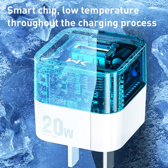WK WP-U149 20W USB+USB-C/Type-C Dual Port Transparent Charger, Specifications: US Plug (White)