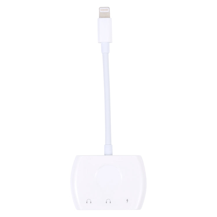 8 Pin Male to Dual 8 Pin+ 3.5mm Audio Female Headphone Adapter Adapter(White) - Earphone Adapter by PMC TechLife | Online Shopping South Africa | PMC TechLife