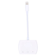 8 Pin Male to Dual 8 Pin+ 3.5mm Audio Female Headphone Adapter Adapter(White)
