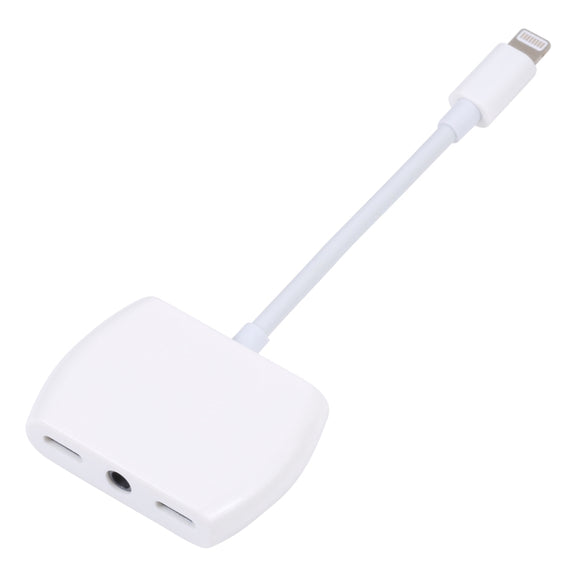 8 Pin Male to Dual 8 Pin+ 3.5mm Audio Female Headphone Adapter Adapter(White)
