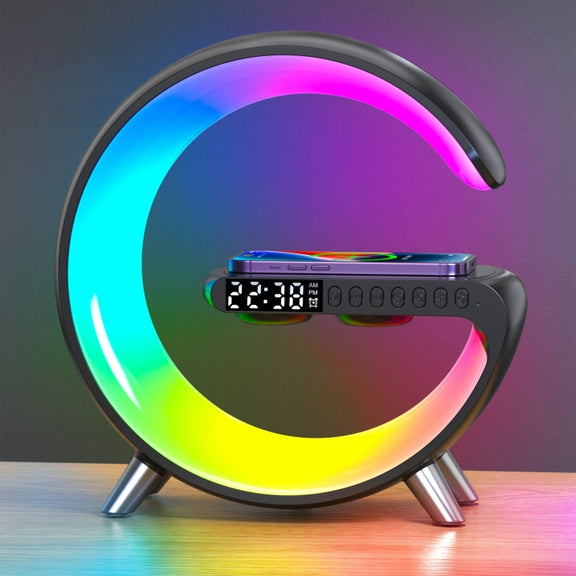 N69 Smart Bluetooth Speaker Support Wireless Charger & Alarm Clock & Ambient Light, US Plug(Black)
