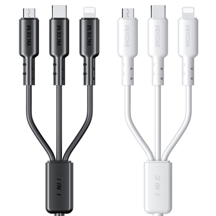 WEKOME WDC-02 Tidal Energy Series 3A USB to 8 Pin+Type-C+Micro USB 3 in 1 PVC Data Cable, Length: 1.2m (White) - free shipping - PMC TechLife - Order now!