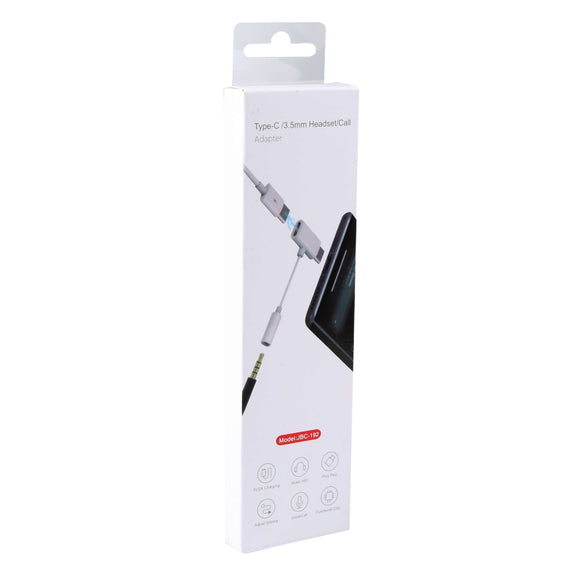 JBC-192 USB-C / Type-C to USB-C / Type-C+3.5mm Earphone Interface Adapter, Support Charging / Calling