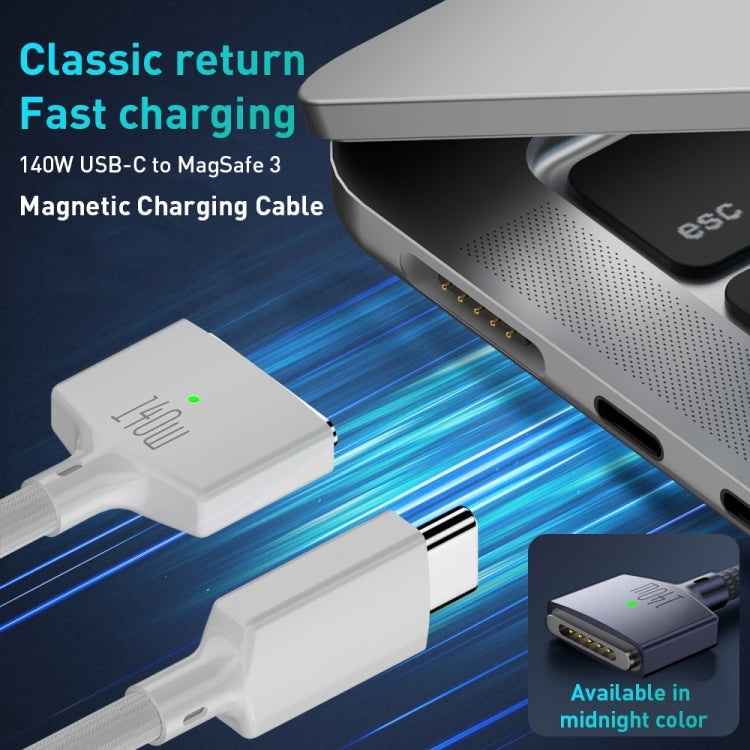 140W USB-C / Type-C to MagSafe 3 Magnetic Fast Charging Cable, Length:2m (Black)