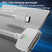 140W USB-C / Type-C to MagSafe 3 Nylon Braided Magnetic Charging Cable, Length: 2m (Blue)