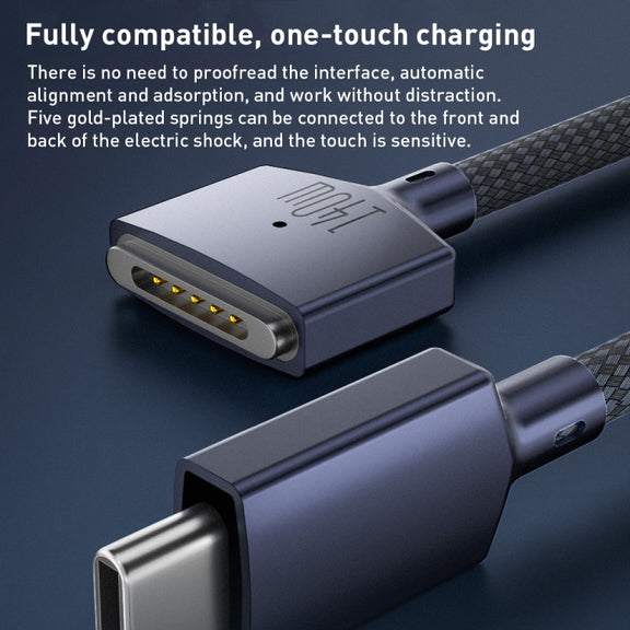 140W USB-C / Type-C to MagSafe 3 Nylon Braided Magnetic Charging Cable, Length: 2m (Blue)