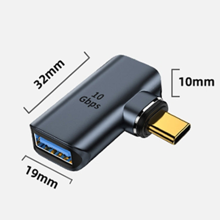 10 Gbps USB Female to USB-C/Type-C Male Magnetic Side Bend Charging Adapter (Grey) - Converter & Adapter by PMC TechLife | Online Shopping South Africa | PMC TechLife