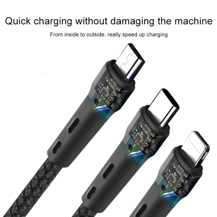 100W 6A Type-C to 8 Pin+Type-C+Micro USB Charging Data Cable, 1.3m(Blue)