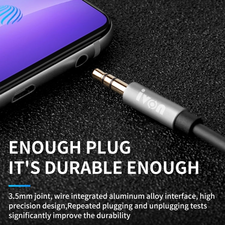 IVON CA55 3.5mm Male to Male AUX Audio Cable, Cable Length: 1m(Black) - Video & Audio Cable by IVON | Online Shopping South Africa | PMC TechLife | Buy Now Pay Later Mobicred