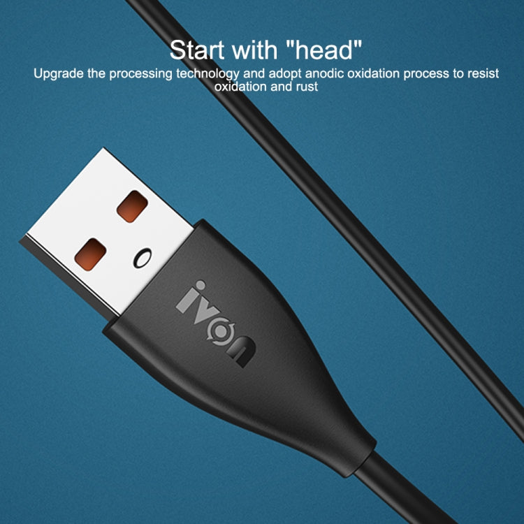 IVON CA87 USB to 8 Pin TPE Fast Charge Data Cable, Cable Length: 1m(Black) - Normal Style Cable by IVON | Online Shopping South Africa | PMC TechLife