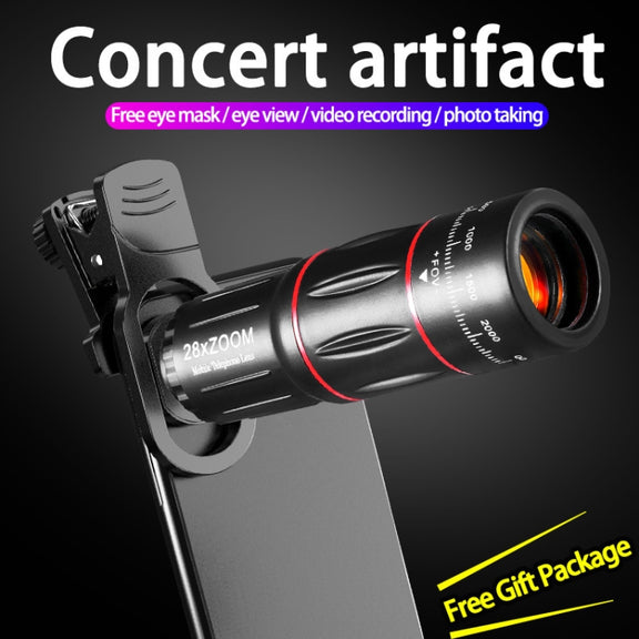 W28-QK Mobile Phone Universal Lens Telescope 28X Big Pocket + Metal Tripod Set