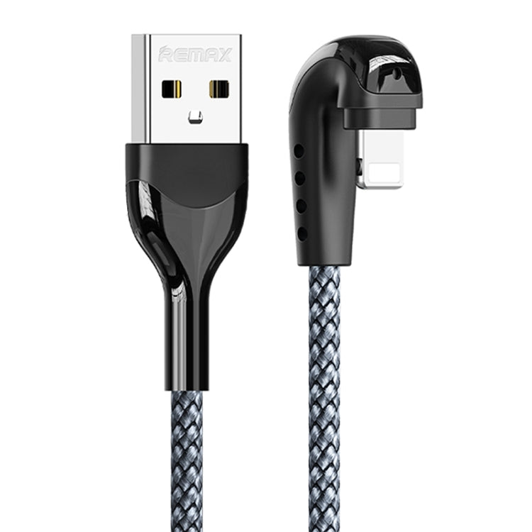 REMAX RC-177i Heymanba II 2.1A USB to 8 Pin 180 Degrees Elbow Zinc Alloy Braided Gaming Data Cable, Cable Length: 1m(Silver) - Normal Style Cable by REMAX | Online Shopping South Africa | PMC TechLife
