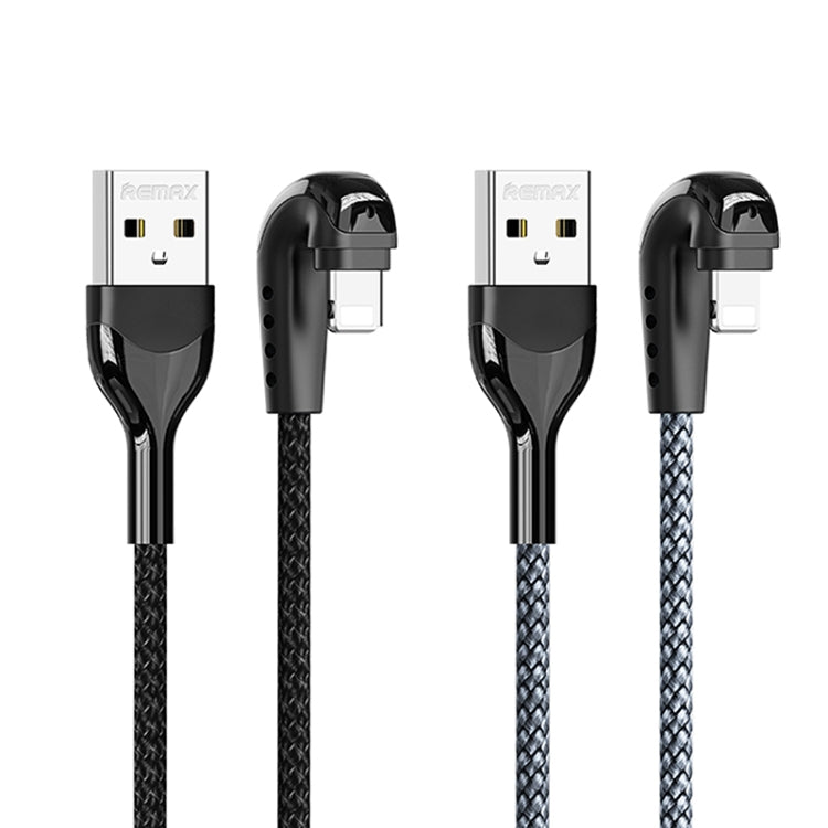 REMAX RC-177i Heymanba II 2.1A USB to 8 Pin 180 Degrees Elbow Zinc Alloy Braided Gaming Data Cable, Cable Length: 1m(Silver) - Normal Style Cable by REMAX | Online Shopping South Africa | PMC TechLife