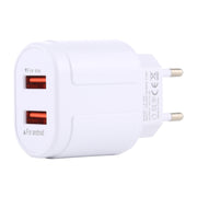 LZ-022 5V 2.4A Dual USB Ports Travel Charger, EU Plug (White)