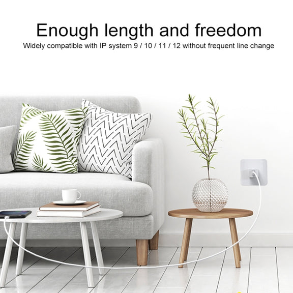 IVON CA73 2.4A 8 Pin Fast Charging Data Cable, Length: 2m(White)