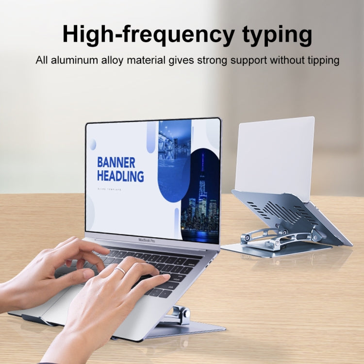R-JUST HZ39 Triangular Swivel Lift Laptop Stand (Silver) - free shipping - PMC TechLife - Order now!