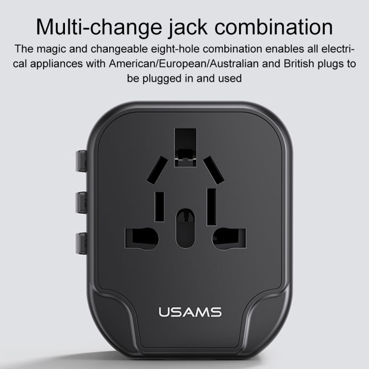 USAMS US-CC173 T55 12W Universal Multi Plug Travel Charger(Black) - free shipping - PMC TechLife - Order now!