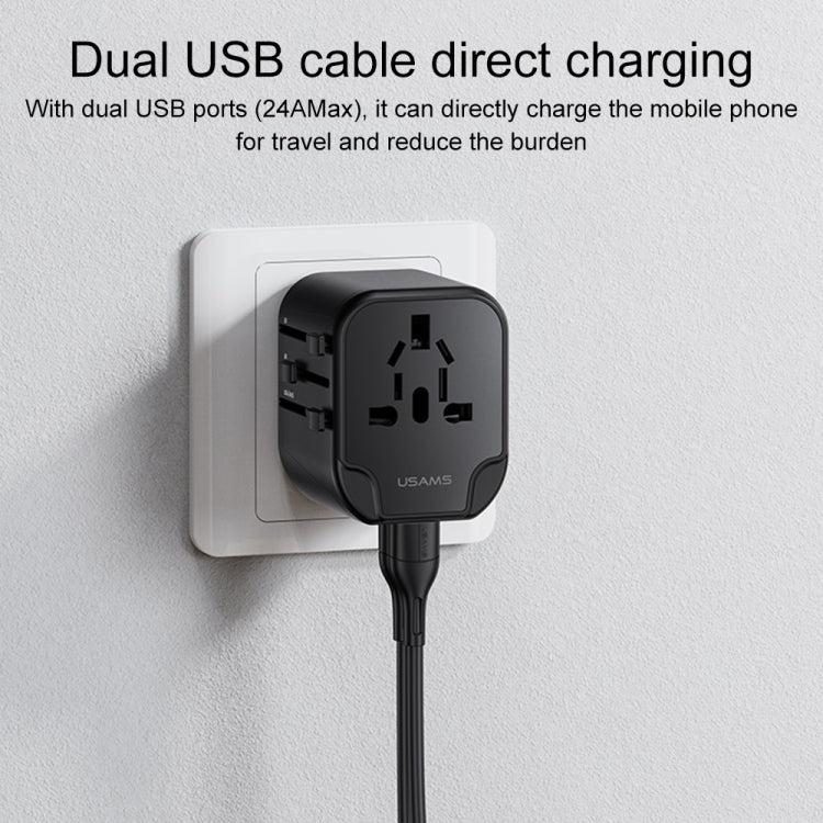 USAMS US-CC173 T55 12W Universal Multi Plug Travel Charger(Black) - free shipping - PMC TechLife - Order now!